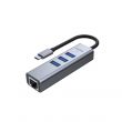 Hub USB 3.0 type C 3 ports USB-A + RJ45 Gigabit
