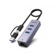 Hub USB 3.0 type C 3 ports USB-A + RJ45 Gigabit (Adaptateur USB-C vers USB-A inclus)