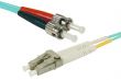 Câble fibre optique multimode OM3 50/125 Aqua LC-UPC/ST-UPC 1m