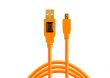 Câble USB vers mini USB B 2.0 5 pins TetherPro CU5451 - Orange 4.60m