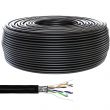 Bobine de câble Ethernet RJ45 Cat 5e multibrin F/UTP extérieur CCA AWG26 - 100m Noir
