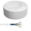Bobine de câble Ethernet RJ45 Cat 6 multibrin S/FTP CCA AWG26 - 100m Blanc