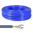 Bobine de câble Ethernet RJ45 Cat 6a monobrin U/UTP CU AWG23 - 100m Bleu