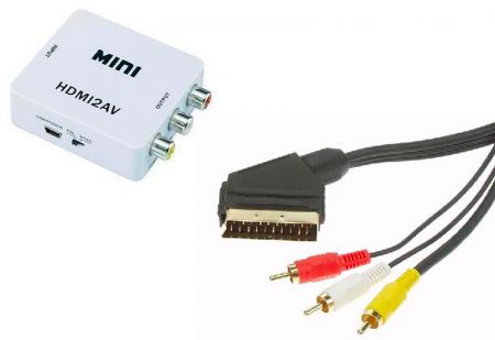 Convertisseur HDMI vers Péritel et RCA blanc => Livraison 3h