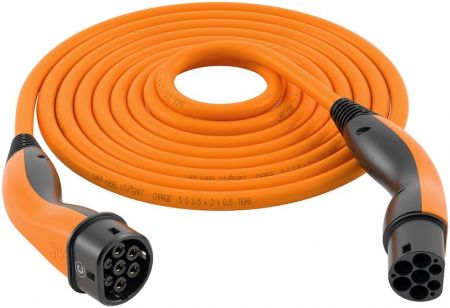 Câble de recharge voiture électrique type 2 20A Type 2 11KW - 5m orange  avec gaine flexible => Livraison 3h gratuite* @ Click & Collect magasin  Paris République