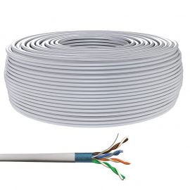 Bobine de câble Ethernet RJ45 Cat 5e monobrin F/UTP CU - 500m Gris