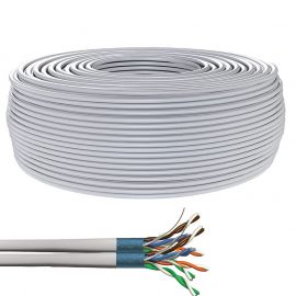 Bobine de câble Ethernet RJ45 Cat 6 double monobrin F/UTP LSOH CU DCA - Gris